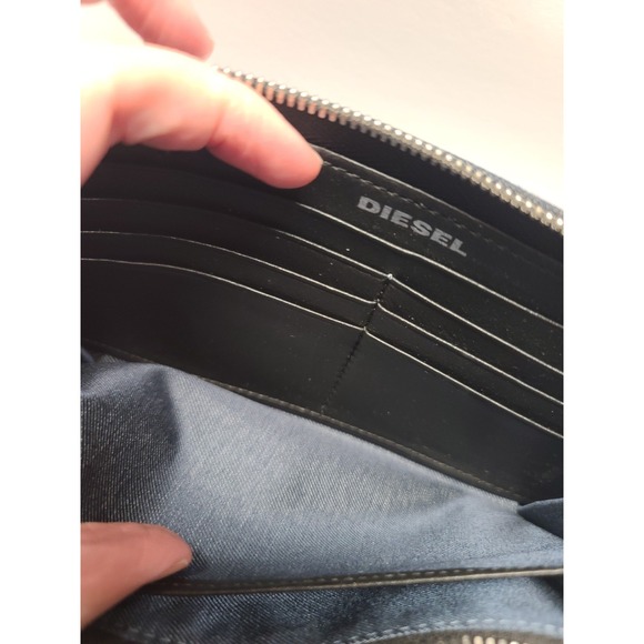 Diesel Denim Wallet Women Blue Jean Wallet Multiple Compartments Functional Zip - Picture 15 of 16